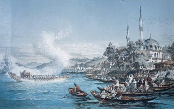 romantische romantik Ölbilder verkaufen - Istanbul Boote Amadeo Preziosi Neoklassizismus Romantik Araber